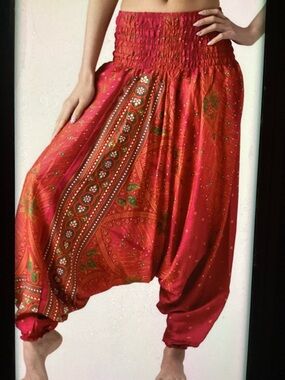 Bangkok Fuchsia Smocked Halter BoHo  Pants or Jumpsuit S/M